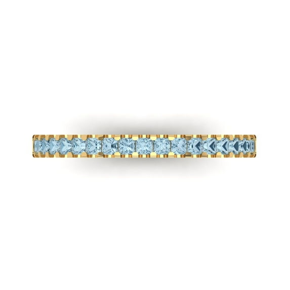 0.285 ctw Wedding Band for Women - 18K Yellow Gold Natural Aquamarine Stackable Eternity Ring