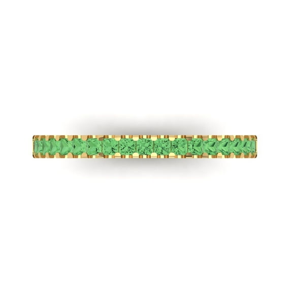 0.285 ctw Wedding Band for Women - 18K Yellow Gold Simulated Green Diamond Stackable Eternity Ring