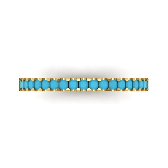 0.285 ctw Wedding Band for Women - 18K Yellow Gold Simulated Turquoise Stackable Eternity Ring