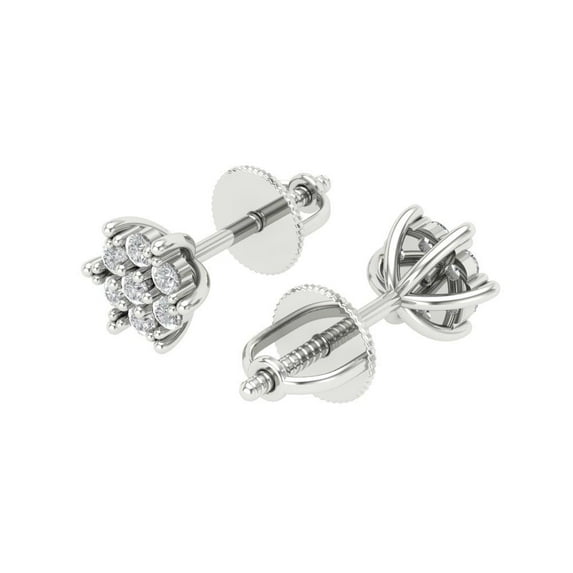 0.28Ct Brilliant Round Cut Studs Synthetic Moissanite 14K White Solid Solid Gold Everyday Dainty Earrings Screw Back