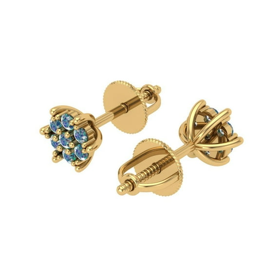 0.28Ct Brilliant Round Cut Studs Synthetic Moissanite 14K Yellow Solid Solid Gold Everyday Dainty Earrings Screw Back