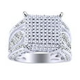 thumbnail image 1 of AFFY 0.29 Ct Round White Natural Diamond Square Frame Engagement Ring in 14k White Gold Over Sterling Silver Ring Size - 5, 1 of 1