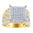 thumbnail image 1 of AFFY 0.29 Ct Round White Natural Diamond Square Frame Engagement Ring in 14k Yellow Gold Over Sterling Silver Ring Size - 11.5, 1 of 1