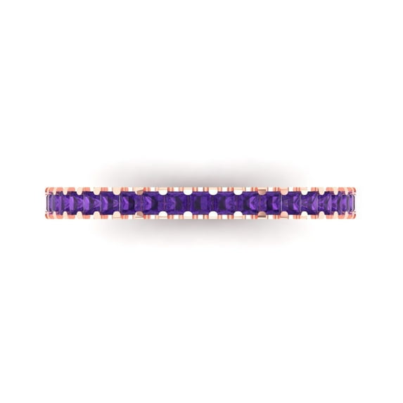 0.285 ctw Wedding Band for Women - 14K Rose Gold Natural Amethyst Stackable Eternity Ring