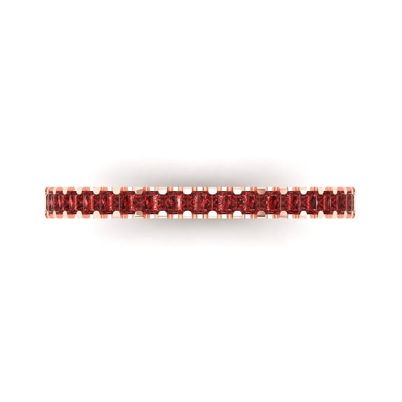 0.29 ct Brilliant Princess Cut Natural Garnet 14k Rose Gold Stackable Band SZ 7.5