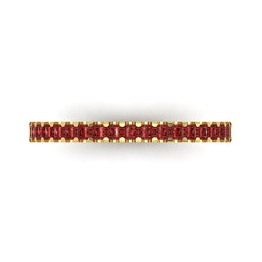 0.29 ct Brilliant Princess Cut Natural Garnet 14k Yellow Gold Stackable Band SZ 9