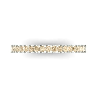 0.29 ct Brilliant Princess Cut Natural Morganite 14k White Gold Stackable Band SZ 8.5