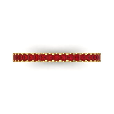 0.29 ct Brilliant Princess Cut Simulated Ruby 14k Yellow Gold Stackable Band SZ 9.25