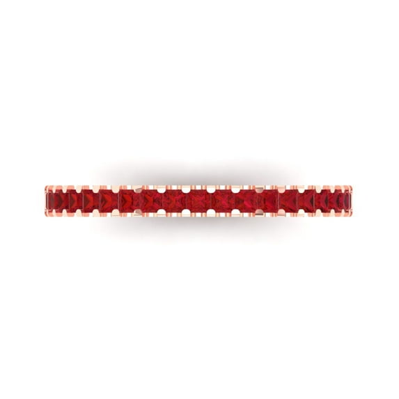 0.29 ct Brilliant Princess Cut Simulated Ruby 18K Rose Gold Stackable Band SZ 4.25