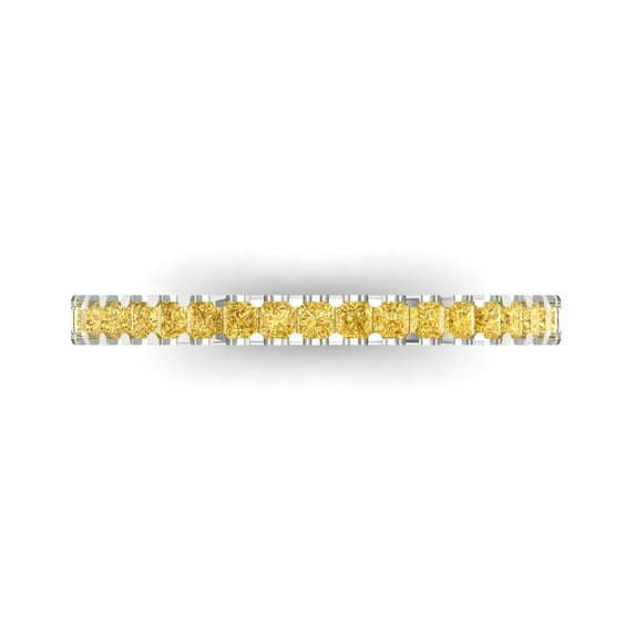0.285 ctw Wedding Band for Women - 18K White Gold Simulated Yellow Diamond Stackable Eternity Ring