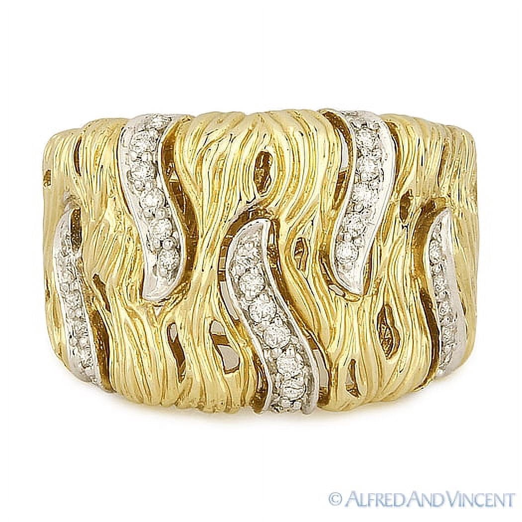 0.29ct Round Cut Diamond Right-Hand Fashion Ring in Two-tone 14k Yellow ...