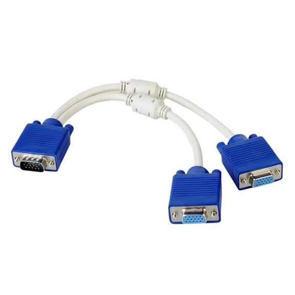 0.2m Long VGA Male to Double Female Adapter Cable 1080P Video Converter Cord Line Easy Installation and Flexible Use