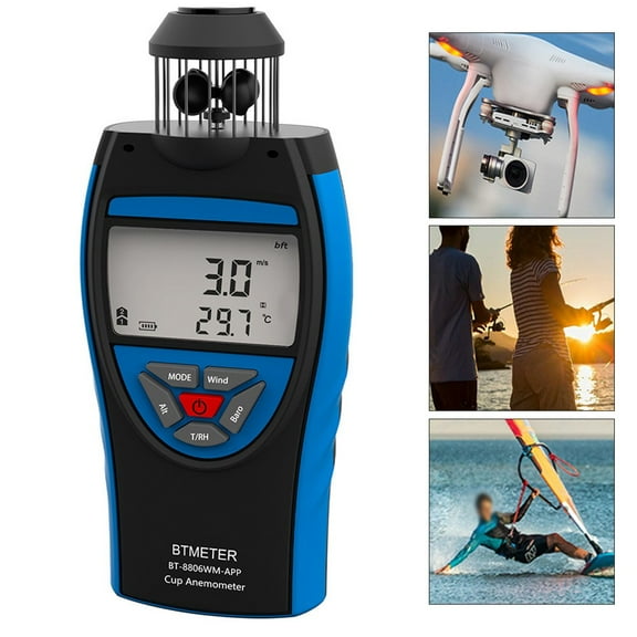 0.3~42M/S Bluetooth-Compatible Digital Anemometer Wind Speed Hvac 8806-Wm-App Fangkenuo