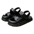thumbnail image 1 of (0-3.5Years) Boys Girls Vintage Double Buckle Sandals Closed Toe Anti-Kick Soft Non-Slip Sole Summer Shoes for Toddler Baby Kids Black 6.5 Toddler(23), 1 of 8