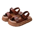 thumbnail image 1 of (0-3.5Years) Boys Girls Vintage Double Buckle Sandals Closed Toe Anti-Kick Soft Non-Slip Sole Summer Shoes for Toddler Baby Kids Brown 6.5 Toddler(23), 1 of 8