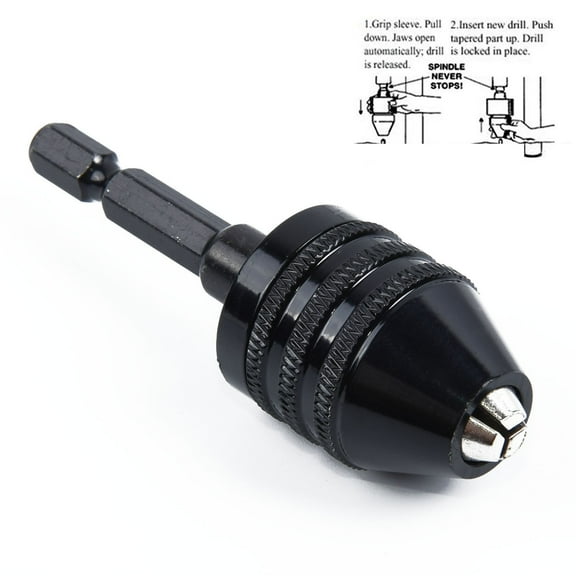 0.3-8mm Keyless Drill Chuck Screwdriver Driver Adapter 1/4" Hex Shank