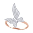thumbnail image 1 of AFFY 0.3 Carat (Ctw) Round Shape White Natural Diamond Fashion Butterfly Ring In 14k Rose Gold Ring Size-12.5, 1 of 1