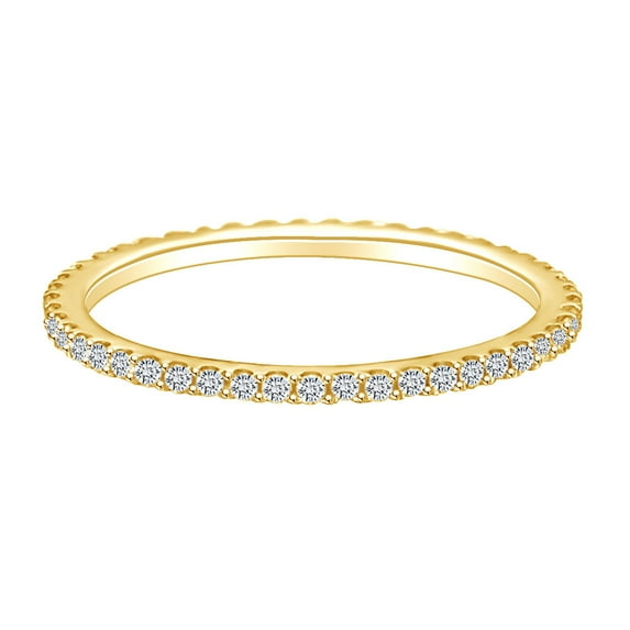 AFFY 0.3 Carat (cttw) Round Shape White Natural Diamond Full Eternity Band Ring 14k Solid Yellow Gold Ring Size 9