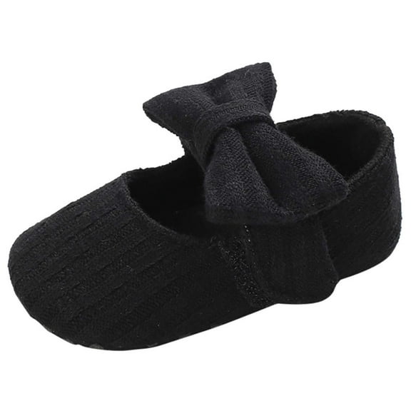 0-3 Months Baby Girls Shoes Infant Mary Jane Flats Princess Wedding Dress Baby Sneaker Shoes Toddler Kid Baby Girls Princess Cute Toddler Solid Color Bow-knot Soft Sole Shoes Black