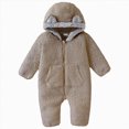 thumbnail image 1 of 0-3 Months Newborn Baby Bear Outfit Suit With Fold Over Mittens Footies Girls Boys Winter Fleece Clothes Hooded Romper Snowsuit, 1 of 9
