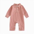 thumbnail image 1 of 0-3 Months Newborn Baby Bodysuits Checkered Print Long Sleeved Bodysuits One-Piece Footed Romper Newborn Gift, 1 of 4