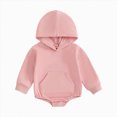 thumbnail image 1 of 0-3 Months Newborn Baby Boys And Girls Bodysuits Simple And Warm Hooded Bodysuits Pajamas Sleep & Play, 1 of 4