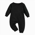 thumbnail image 1 of 0-3 Months Newborn Baby Clothes & Play One-Piece Bodysuit Long Sleeve Solid Romper Infant Jumpsuit Snap Newborn Pajamas Unisex Clothes Black, 1 of 7
