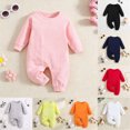 thumbnail image 1 of 0-3 Months Newborn Baby Clothes & Play One-Piece Bodysuit Long Sleeve Solid Romper Infant Jumpsuit Snap Newborn Pajamas Unisex Clothes Yellow, 1 of 7