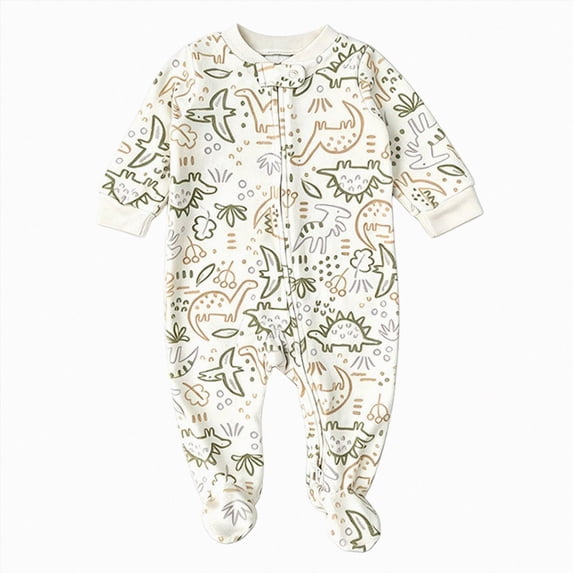 0-3 Months Newborn Baby Fleece Footed Romper Long Sleeve Sleeper Infant Fall Winter Warm Sleep & Play Outfit One-Piece Footed Romper Newborn Gift