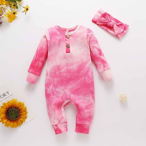 0-3 Months Newborn Baby Girl Romper Clothes Daddys Girls Long Sleeve One Piece Jumpsuit Playsuit with Headband Winter Outfit Pink