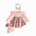 thumbnail image 1 of 0-3 Months Newborn Baby Girls Bodysuits Cute Print Jumpsuit Headband Socks Four Piece Set, 1 of 8