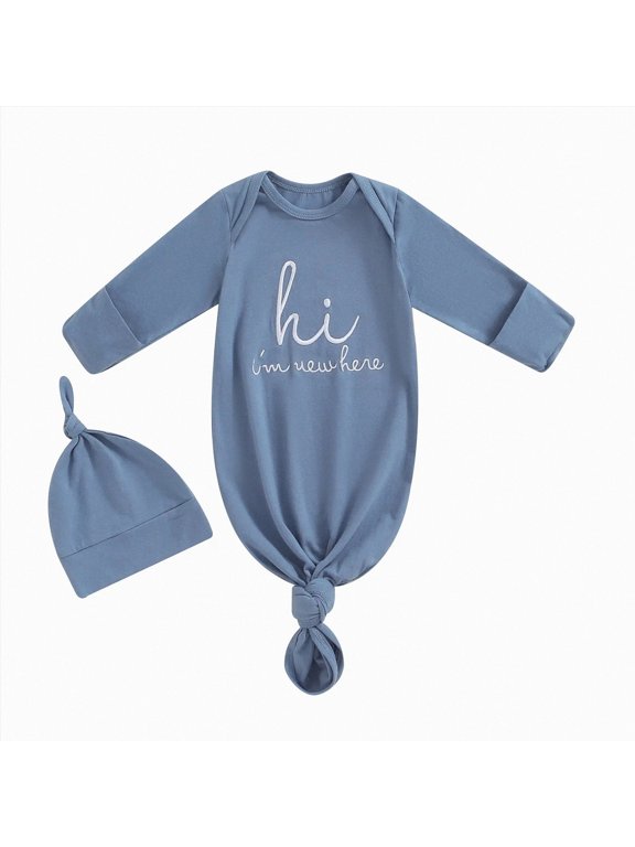 0-3 Months Newborn Newborn Knotted Sleeping Bag Fetal Hat Set Baby Pajamas One-Piece Jumpsuit Newborn Gift