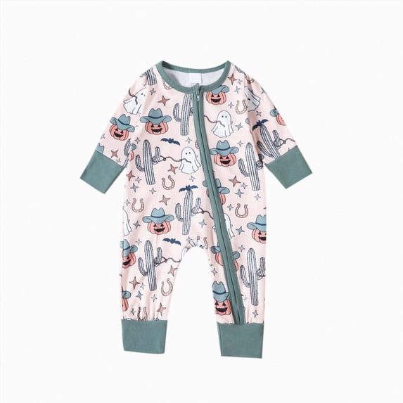 0-3 Months Newborn One-Piece Jumpsuit Baby Girls And Boys Bodysuits With Cute Cartoon Patterns Light Green Infant Gift