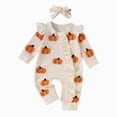 thumbnail image 1 of 0-3 Months Newborn Preemie Baby Bodysuit Footies Romper Baby Girls Halloween Long Sleeved Dress Bodysuits Pajamas Rompers Home Clothes Orange Rompers Baby Gift, 1 of 8