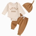 thumbnail image 1 of 0-3 Months Newborn Preemie Baby Climbing Suit Newborn Baby Boy Clothes Fall Outfit Infant Letter Tractor Print Romper Pants Set Outfits Beige Rompers Baby Gift, 1 of 6