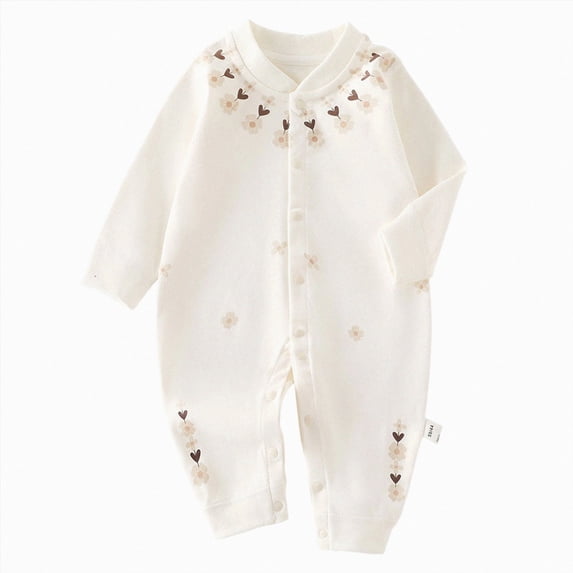 0-3 Months Newborn Unisex Baby Jumpsuit Pure Long Sleeve Baby Outfit Sleep & Play One-Piece Bodysuit Newborns Everyday Wear