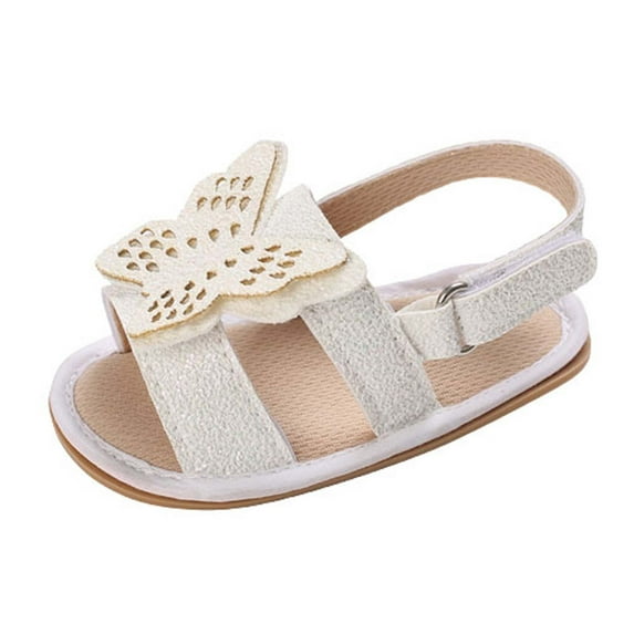 0-3 Months Toddler Girl Sandals - Little Girl Summer Dress Shoes Lightweight Toddler Kid Baby Summer Breathable Soft Bottom Casual Non-slip Butterfly Decoration Sandals White