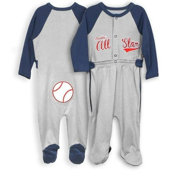 0-3 Months Zip Leg Sleeper - Daddys All Star - Baseball, Blue