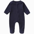 thumbnail image 1 of 0-3 Years Infant Jumpsuit Baby Clothes Toddler Newborn Comfy Cotton Unisex Cute Boy Girl Rompers Pjs Pajamas Romper,Navy Jumpsuit Bodysuit, 1 of 4