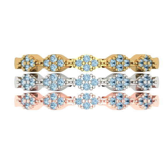 0.3 ct Brilliant Round Cut Simulated Blue Diamond 14k White/Rose/Yellow Gold Stackable Band SZ 10