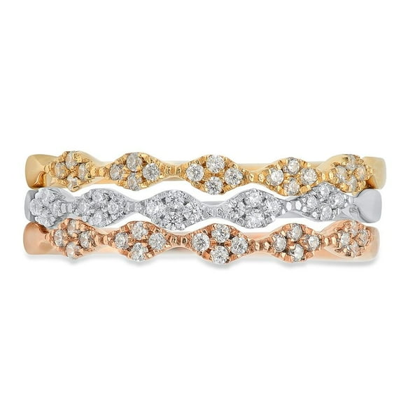 0.3 ct Brilliant Round Cut Synthetic White Sapphire 14k White/Rose/Yellow Gold Stackable Band SZ 7