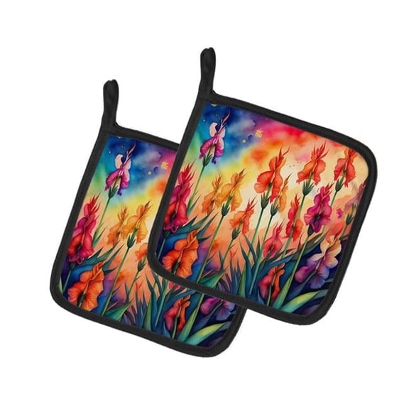 0.3 x 7.5 x 7.5 in. Colorful Gladiolus Pair of Pot Holders