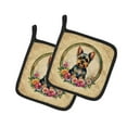 thumbnail image 1 of 0.3 x 7.5 x 7.5 in. Yorkshire Terrier & Flowers Pot Holders, Set of 2, 1 of 1