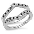 thumbnail image 1 of 0.30 CT 18K White Gold Round Black & White Diamond Ladies Wedding Band Enhancer Guard Double Ring 1, 1 of 1