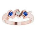 thumbnail image 1 of 0.30 CT 3 Stone Diamond Blue Sapphire Ring, 14K Rose Gold - Size 6.5, 1 of 1