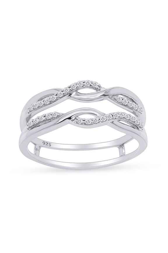 0.30 CT Round Cut White Cubic Zirconia Infinity Enhancer Guard Ring In 14K White Gold Over Sterling Silver (Color: White, Clarity: VVS1-VVS2, 0.30 Cttw) -5