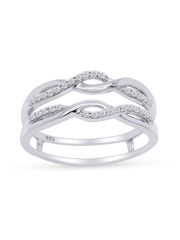 0.30 CT Round Cut White Cubic Zirconia Infinity Enhancer Guard Ring In 14K White Gold Over Sterling Silver (Color: White, Clarity: VVS1-VVS2, 0.30 Cttw) -6.5