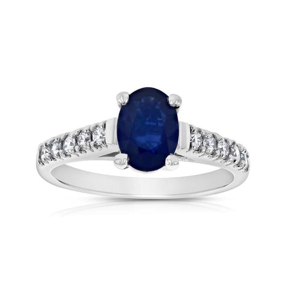 0.30 CTW Diamond & Sapphire Ring, 14K Gold - Size 6