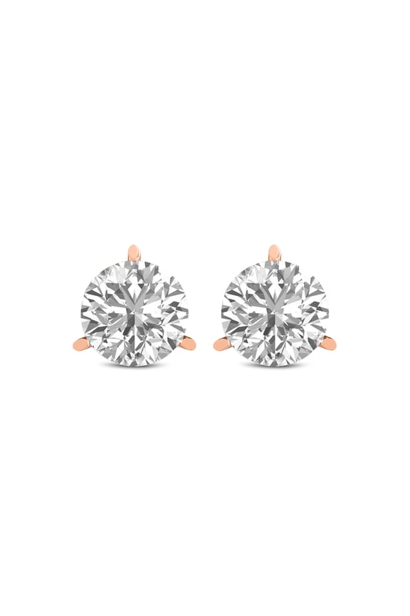 Martini-Set Round Solitaire Stud E-F Lab Grown Diamond Earrings 0.30 CTW 14k, Rose Gold