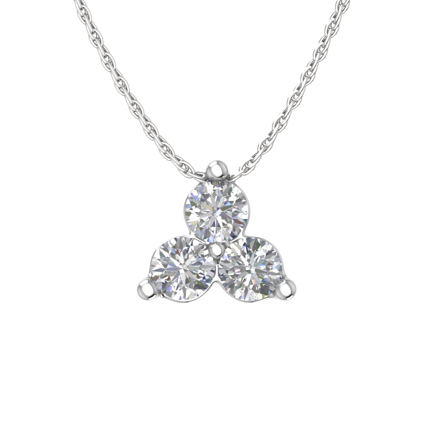 Carat 3-Stone Diamond Pendant Necklace in 10k White Gold